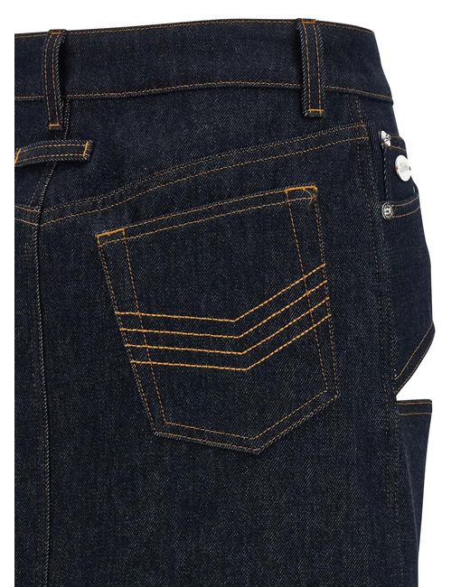 Jean Paul Gaultier Blue 'Denim Mini Skirt With Cuts And Turn Up' Skirt