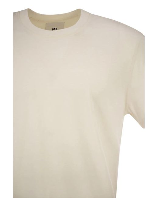 PT Torino White Silk And Cotton Jersey Knit for men