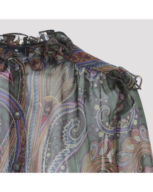 Etro Gray Silk Blouse