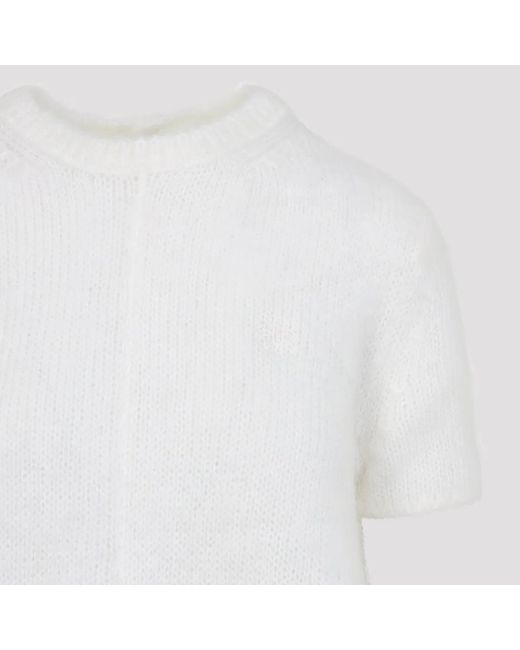 Loewe White Short Sleeve Mohair Sweater