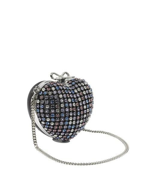 Self-Portrait Black Heart Clutch With Crystals