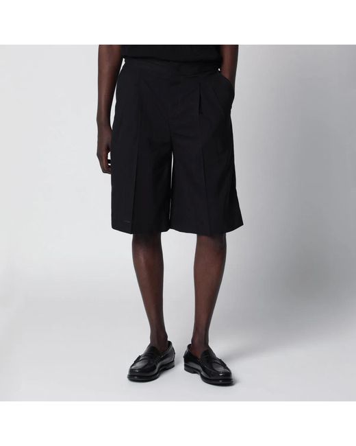 PT01 Black Cotton Bermuda Shorts for men