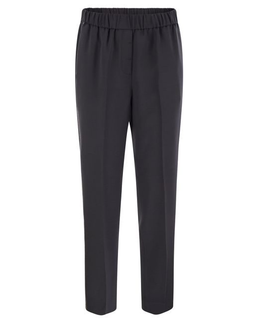 Peserico Blue Soft Pants Made Of Stretch Viscose Technical Canvas