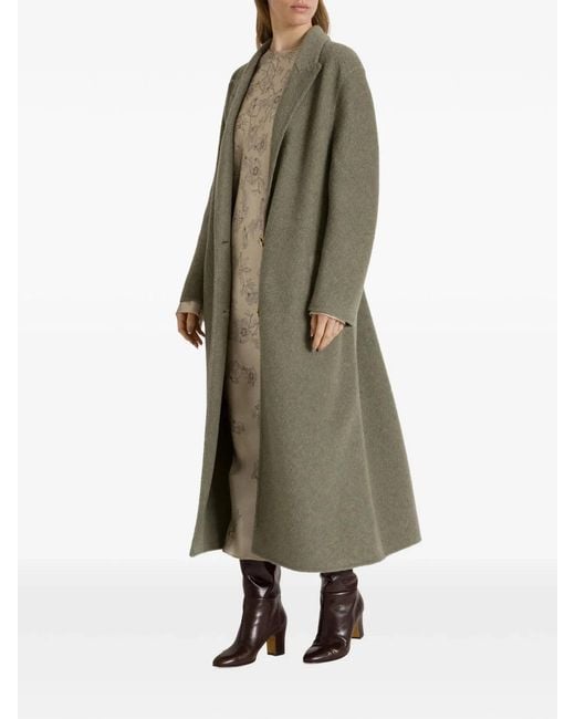 Alberta Ferretti Green Wool Silk Single Breasted Coat