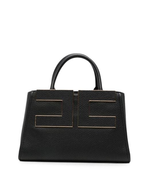 Elisabetta Franchi Black Faux Leather Tote Bag