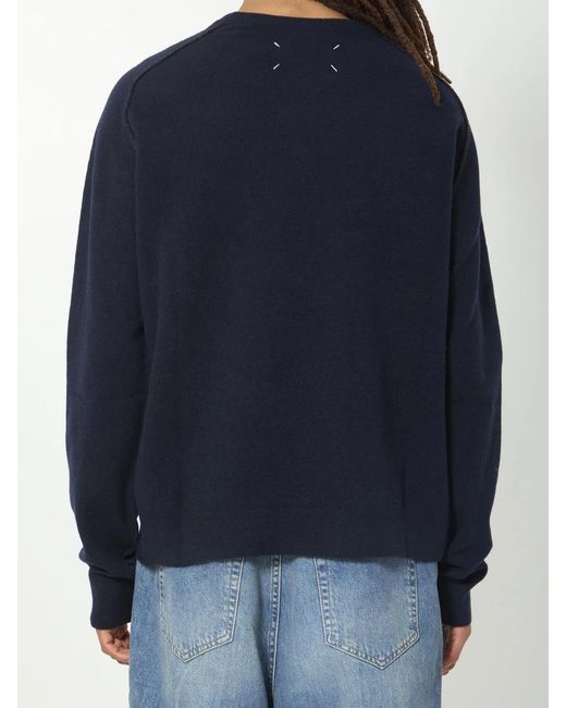 Maison Margiela Blue Dark Lambswool Sweater for men