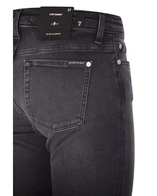 7 For All Mankind Blue Low-Rise Skinny Jeans