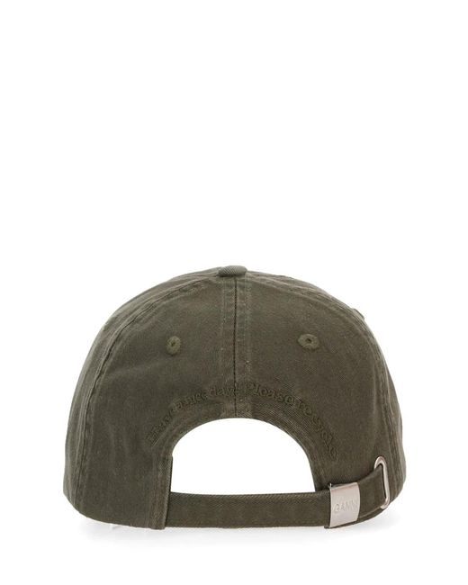 Ganni Green Baseball Hat With Logo