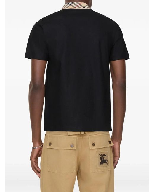 Burberry Black Check Collar Polo Shirt for men