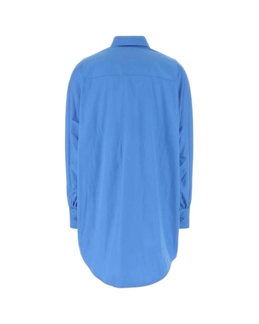 Ermanno Scervino Blue Cerulean Poplin Oversize Shirt