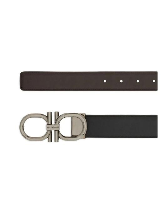 Ferragamo White Dark Leather Belt for men