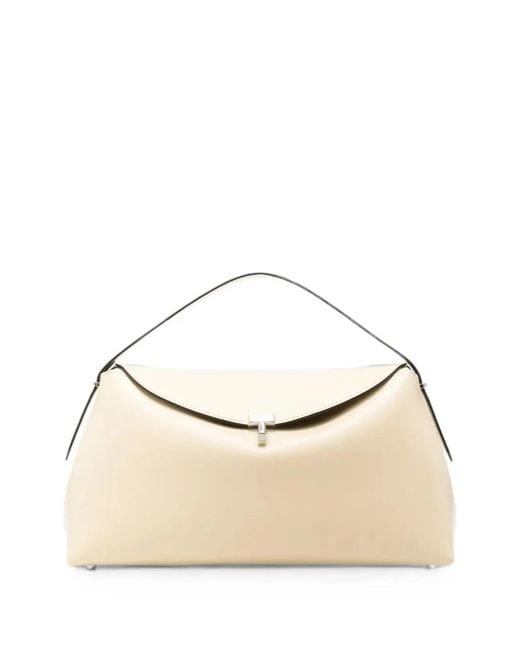 Totême Natural "T-Lock" Leather Top Handle Bag