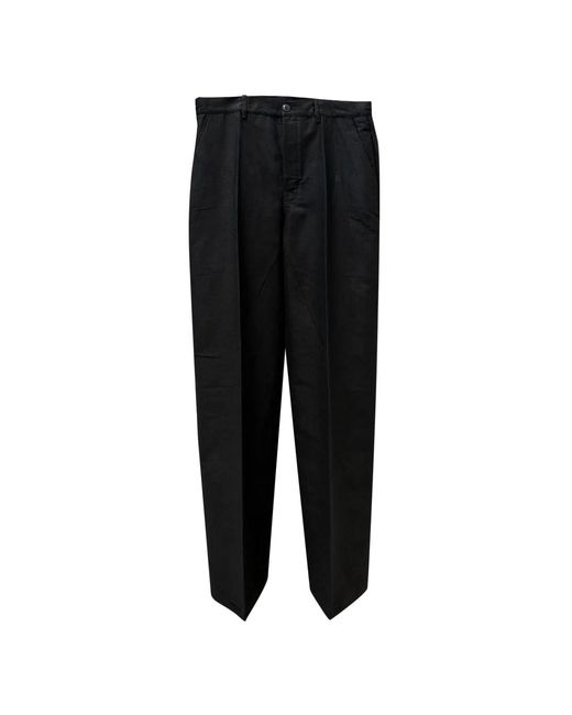 Rick Owens Black Pressed-Crease Trousers for men