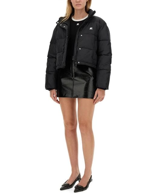 Courreges Black Down Jacket With Logo