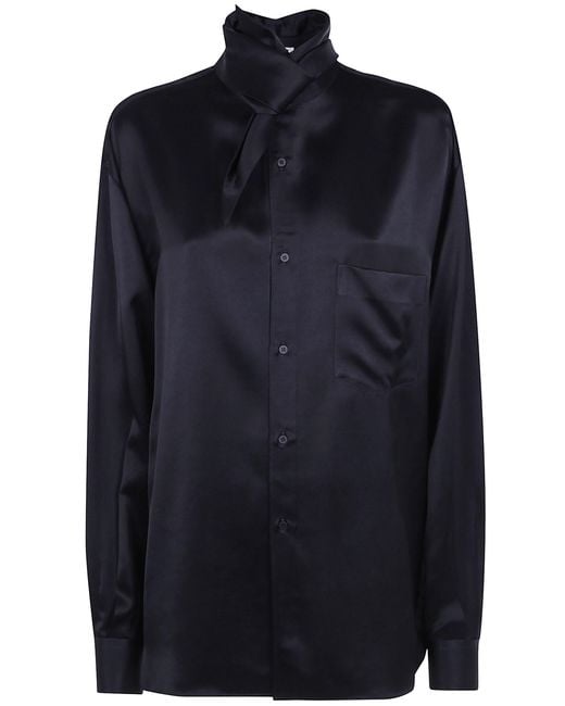 DARKPARK Blue "Meg" Satin Detachable Foulard Shirt