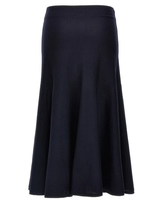 Khaite Blue Wool Midi Skirt