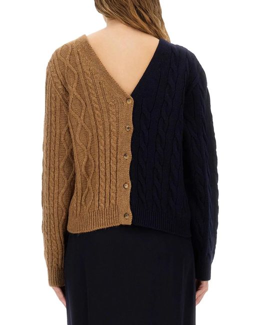 Moschino Blue Two-Tone Alpaca Blend Cardigan