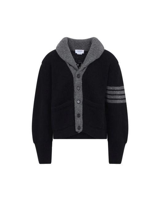 Thom Browne Black 65 Jersey Collar Cardigan for men