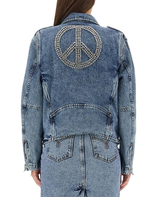 Moschino Blue Biker Peace Symbol