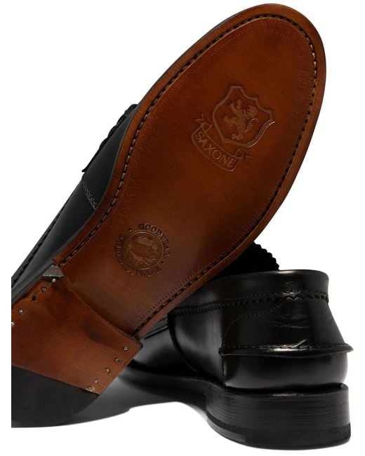 Saxone Of Scotland Black "Arran" Loafers for men