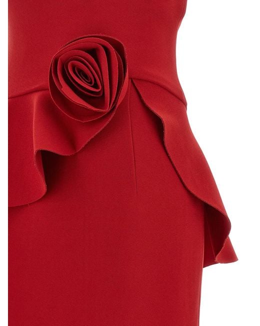 ROTATE BIRGER CHRISTENSEN Red Rotate Birger Christensen 3D Floral Detail Dress