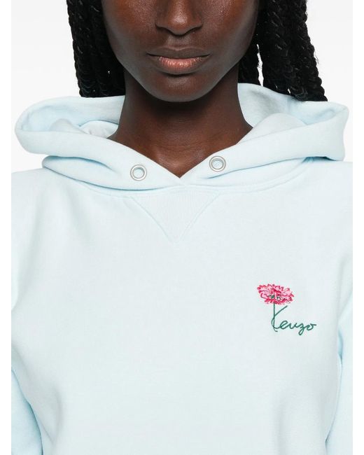 KENZO Blue Flower-Embroidered Hoodie