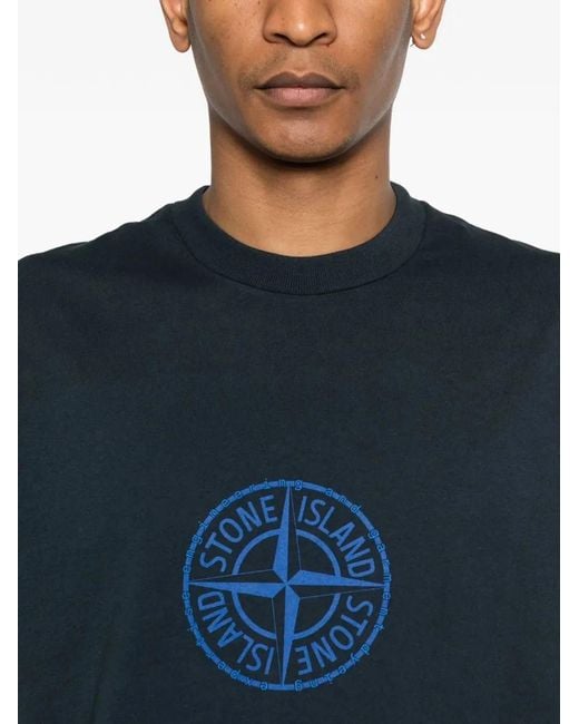 Stone Island Blue Ss Cotton T-Shirt for men