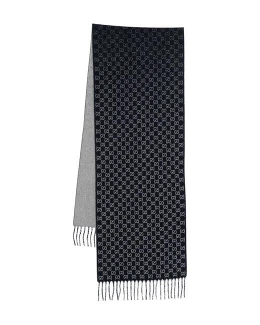 Gucci Blue Gg Wool Cashmere Scarf for men