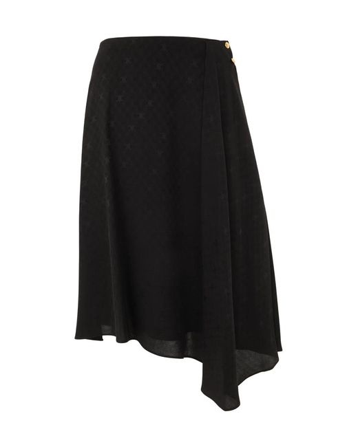 Céline Black Asymmetric Silk Mini Skirt