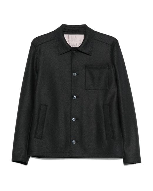Herno Black Virgin Wool Camicia for men