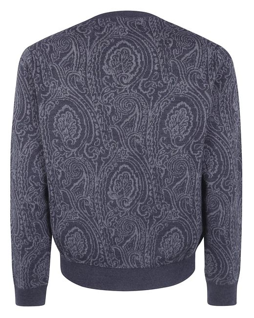 Etro Blue Round Neck Sweater for men