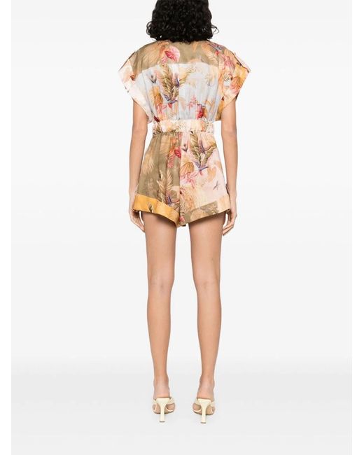 Zimmermann Pink Short Overalls With Ascension Lapels