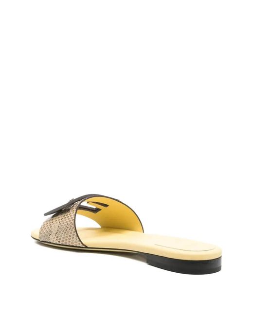 Fendi Natural Snakeskin Leather Slides