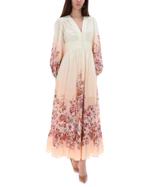 Zimmermann Pink Awaken Plunge Maxi Dress With Separate Slip