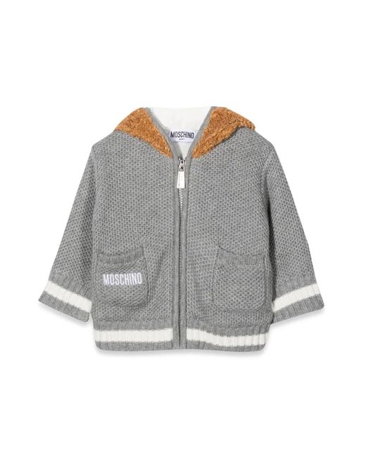 Moschino Gray Teddy Bear Hooded Cardigan