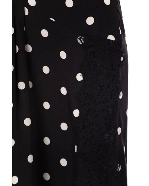 Max Mara Black Spxcapo – Polka Dot Silk Midi Dress With Lace Inserts