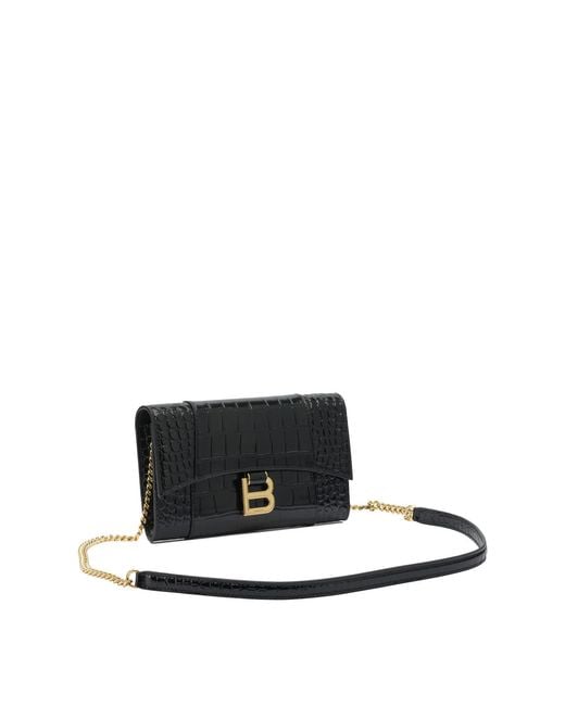Balenciaga Black "Hourglass" Clutch Bag