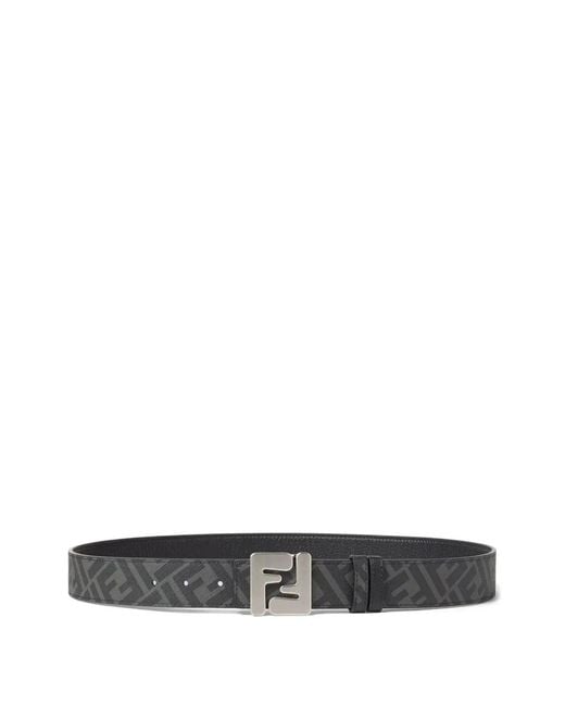 Fendi White Reversible Belt With Metallic Logo for men