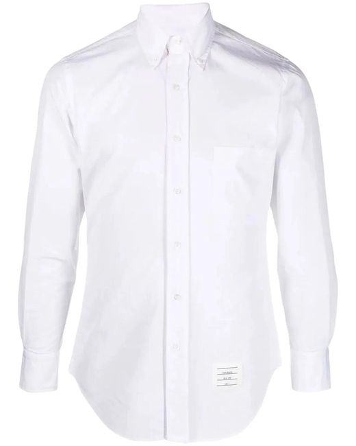 Thom Browne White Classic L/S Bd Pc Shirt W/ Cf Gg Placket for men