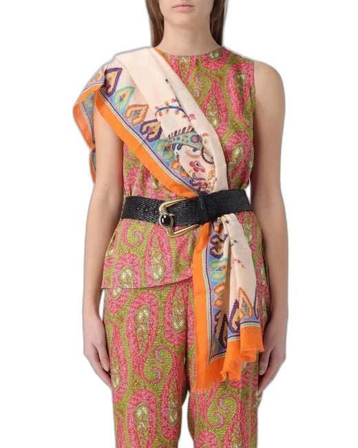 Etro Pink Silk Scarf