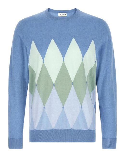 Ballantyne Blue Argyle Sweater for men