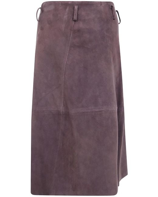 Semicouture Purple "Rosanne" Double Layers Leather Skirt