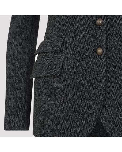 Giorgio Armani Black Fantasia Grigio Nero Wool Blazer