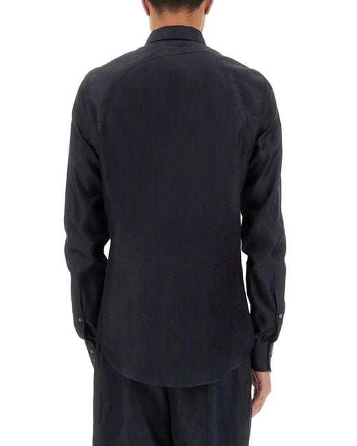 McQueen Blue Cotton Lyocell Shirt for men