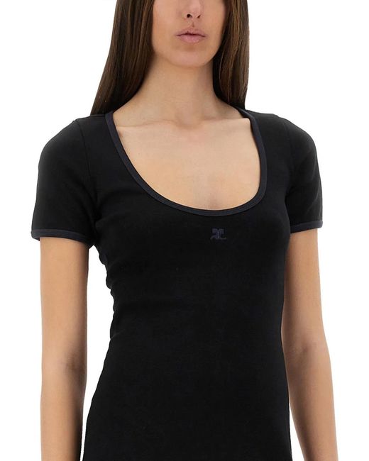 Courreges Black "Holistic Contrast" Mini Dress