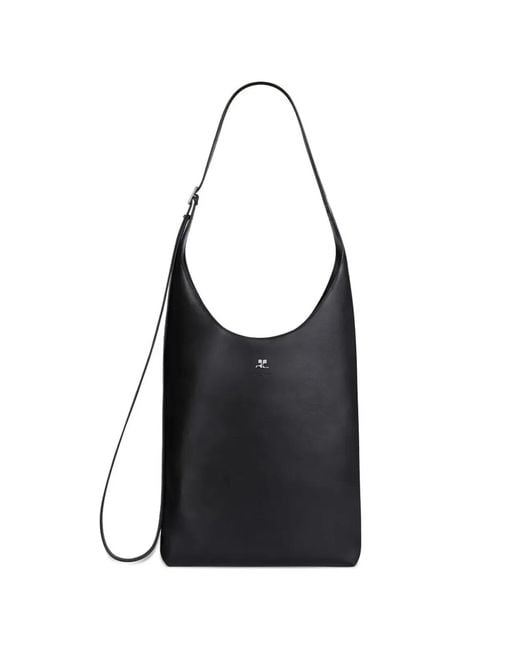 Courreges Black Courregès Large "Melt" Leather Tote Bag