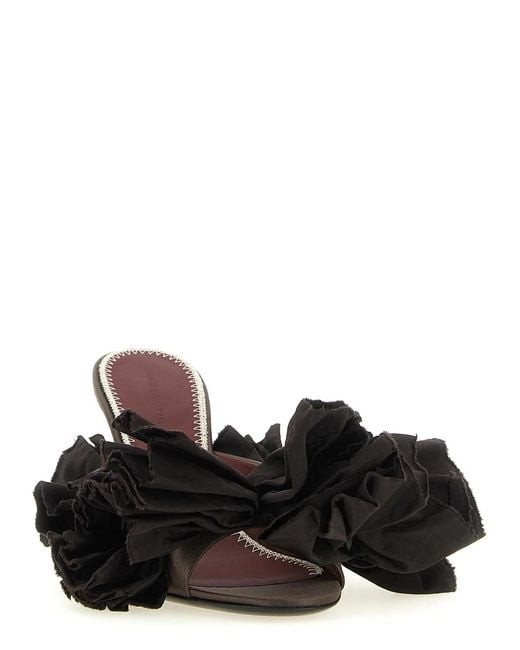 Magda Butrym Black Mule Flowers Taffeta