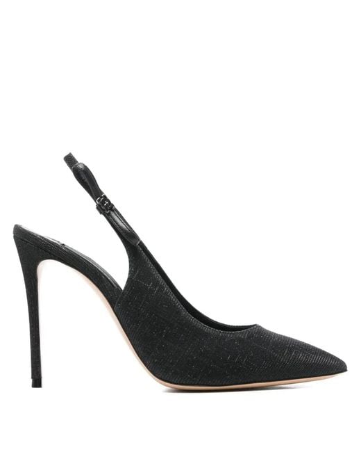 Casadei Black "Chanel" Triniton Sling Back