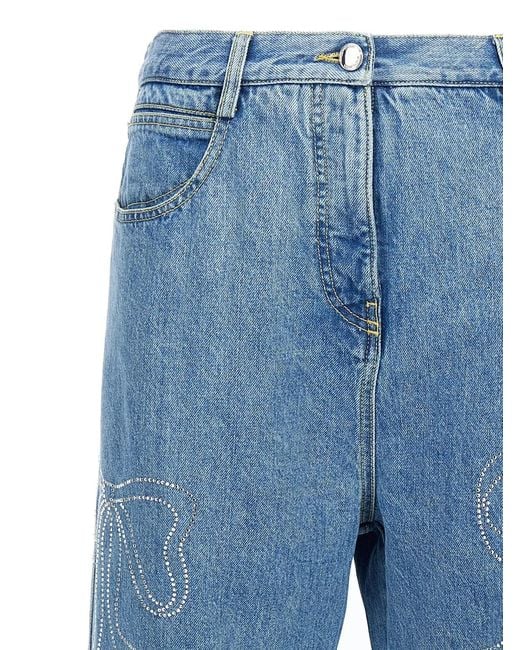 Mach & Mach Blue Mach & Mach 'Crystal Ribbon Hot Fix' Jeans