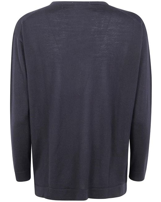 Drumohr Blue Long Sleeve V-Neck Extrafine Sweater